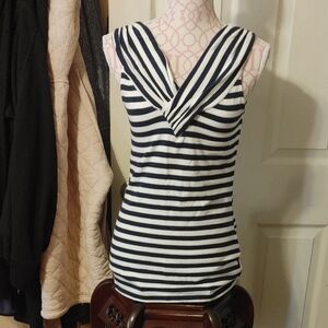 Express Black and White Asymmetrical Tank Top